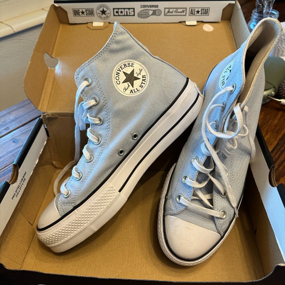 Light Blue High-Top Converse Women's Size 10